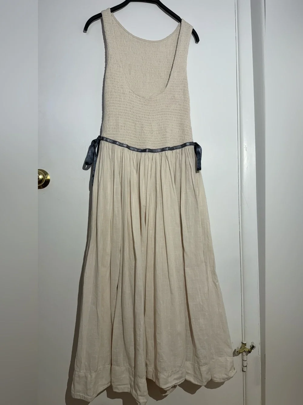 NWOT Free People Nightingale Solid Midi Dress with Navy Tie - Picture 6 of 13